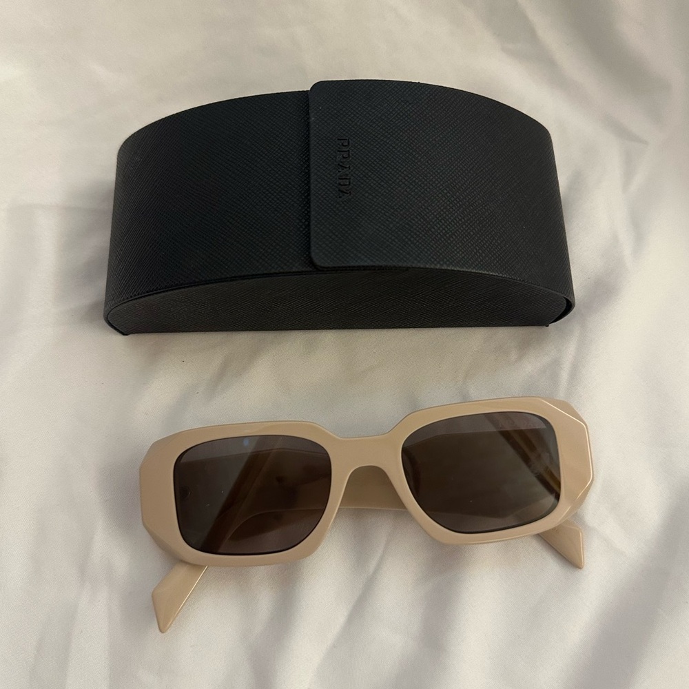 Prada Beige Rectangular Sunglasses